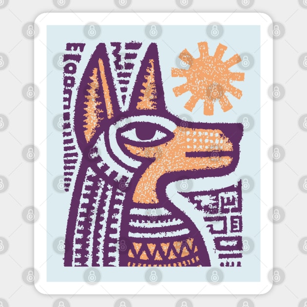 Anubis Egyptian God Folk Art Magnet by TuncGK